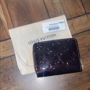 Louis Vuitton Patent Monogram Small Zip Wallet in Deep Plum
